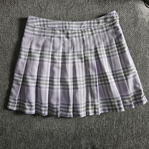 Plaid Skirt Purple Grey White‎ Mini Skirt Sz Medium